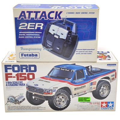 Lot 138 - Tamiya Ford F-150 remote control kit, Futaba Attack 2ER, both boxed