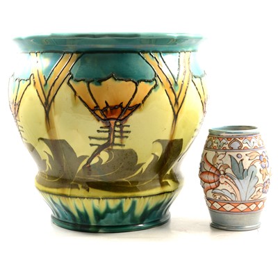 Lot 102 - Minton Secessionist ware jardiniere, and a Charlotte Rhead Bursley Ware vase