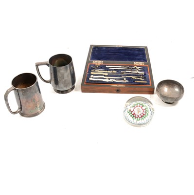 Lot 312 - Oneida canteen of cutlery, drawing set, decanters, paperweight etc.