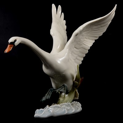 Lot 43 - Hutschenreuther Swan in Flight, Royal Copenhagen Swan and Cygnets.
