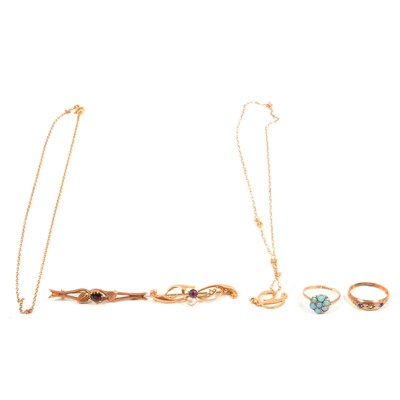 Lot 159 - Dress rings, bar brooches and pendant.