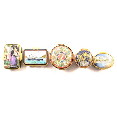 Lot 99 - Five Halcyon Days limited edition enamel boxes.