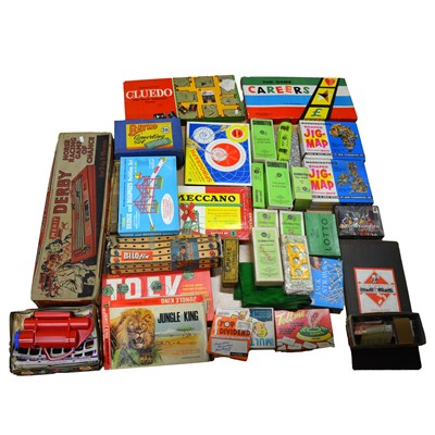 Lot 192 - A box of games, including subbuteo, meccano, monopoly and others.