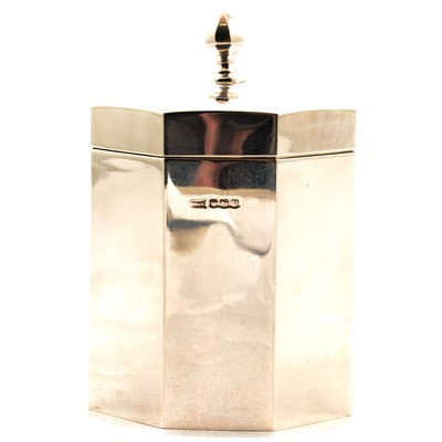 Lot 294 - An octagonal silver cigarette box with gilded interior.