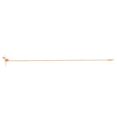 Lot 344 - A  yellow and white metal double Albert watch chain.
