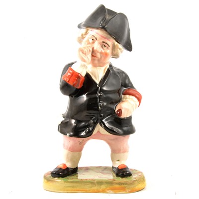 Lot 10 - Large 19th century Staffordshire Snuff Taking Toby, and a figural tobacco jar