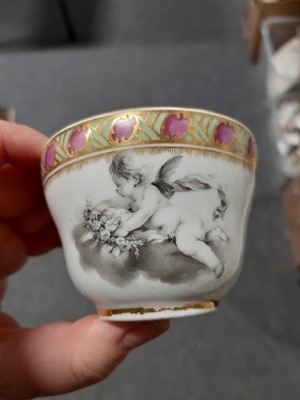Lot 26 - Small group of English porcelain teawares, and two Continental coffee cans