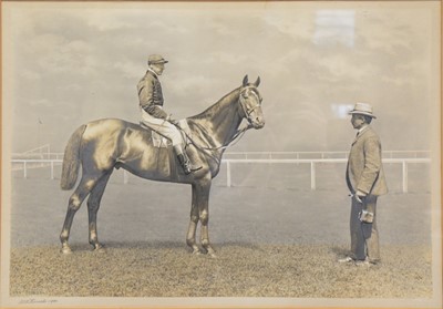 Lot 360 - R A Rouch, a photographic print of a racehorse dated 1901, after H Alken a set of shooting prints.