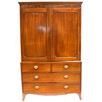 Lot 435 - George III mahogany linen press