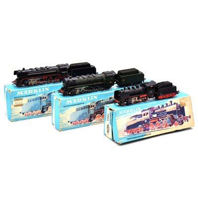 Lot 433 - Three Marklin HO gauge steam locomotives, boxed
