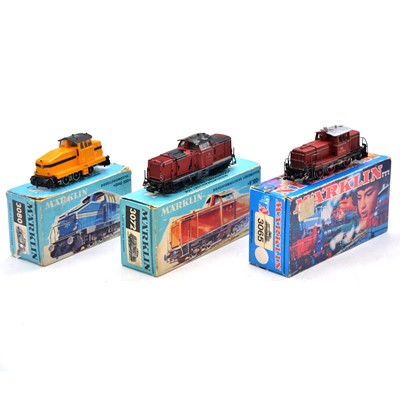 Lot 442 - Three Marklin HO gauge diesel locomotives, boxed