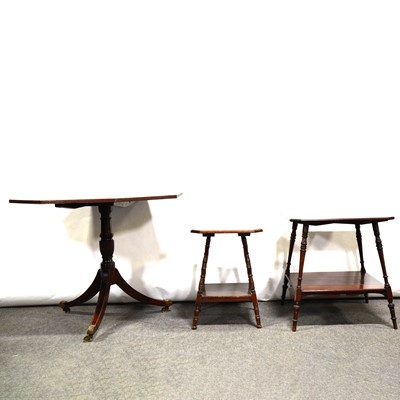 Lot 356 - Mahogany octagonal pedestal table, and two mahogany occasional tables