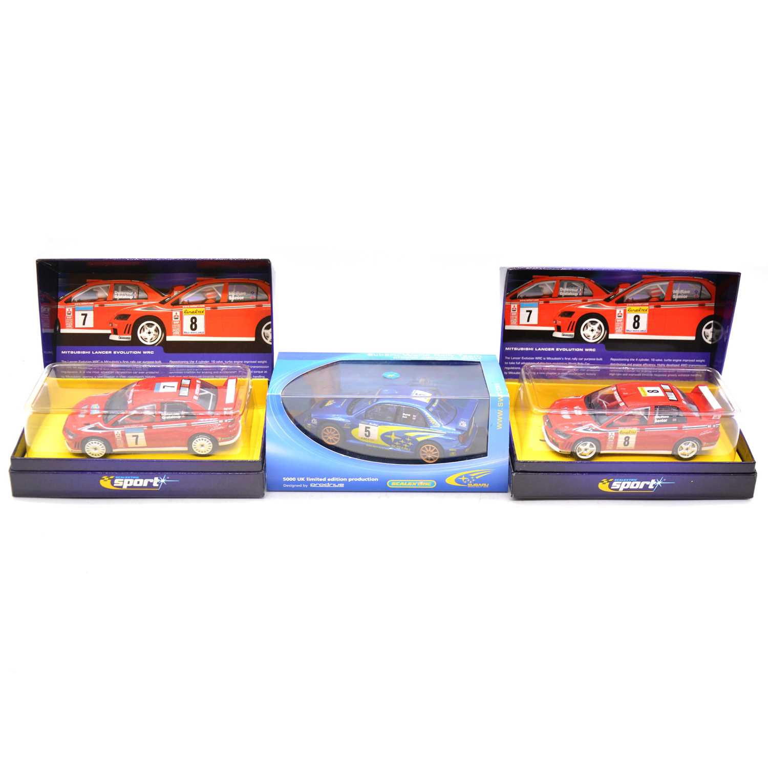 Lot 119 - Three Scalextric slot cars, boxed