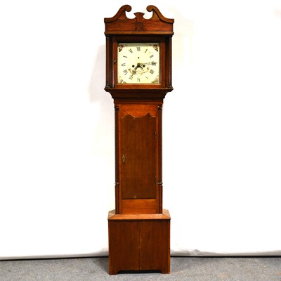 Lot 517 - Oak longcase clock