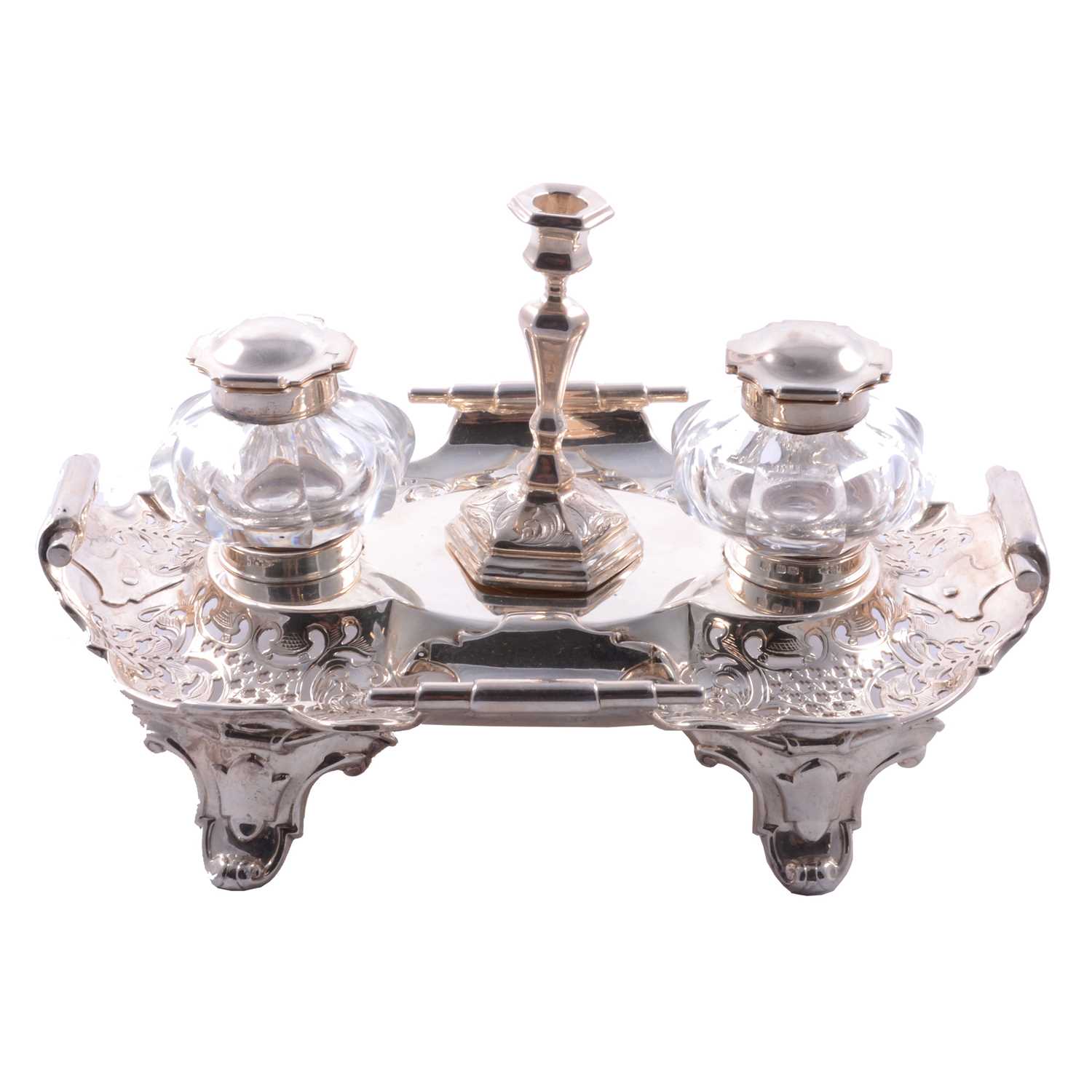 Lot 101 - Victorian silver deskstand