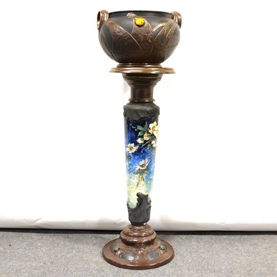 Lot 171 - Large Bretby Pottery Arts and Crafts jardiniere on stand