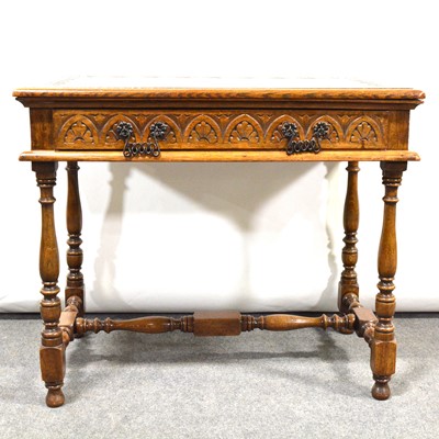 Lot 466 - Carved oak side table
