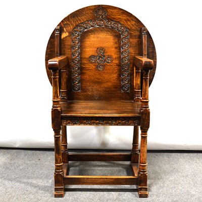 Lot 485 - Oak monk's seat
