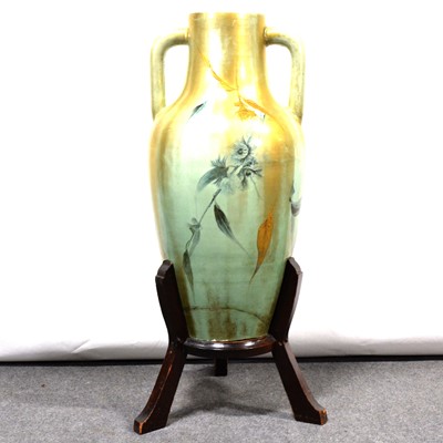 Lot 172 - A large Continental floor-standing amphora vase, circa 1900