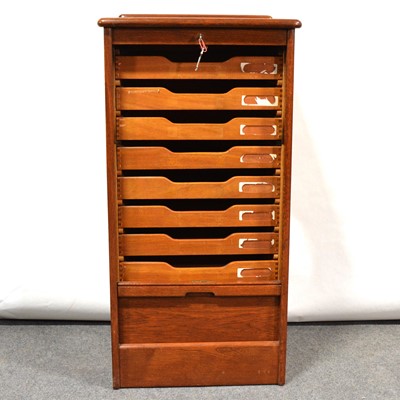 Lot 473 - Oak filing cabinet, tambour front