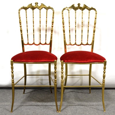Lot 468 - Pair of brass salon chairs