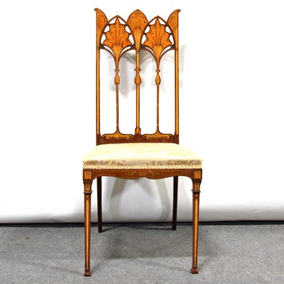 Lot 531 - Continental Art Nouveau mahogany and inlaid salon chair