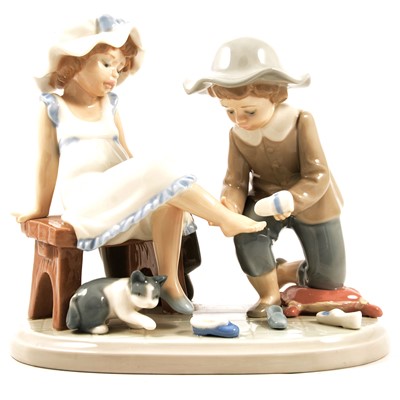 Lot 6 - Lladro porcelain group, Try this one