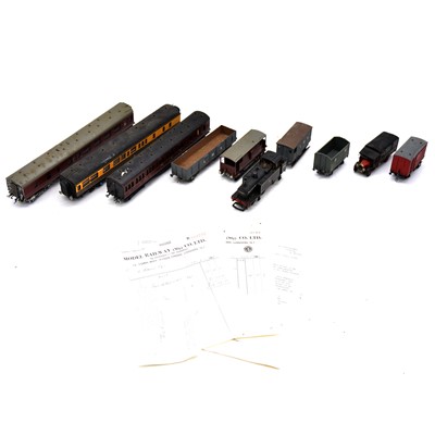 Lot 346 - Eight professional and kit built OO gauge coaches and wagons, with Hornby 0-6-0t locomotive