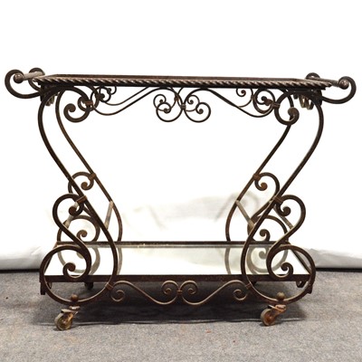 Lot 324 - French wrought iron drinks bar trolley