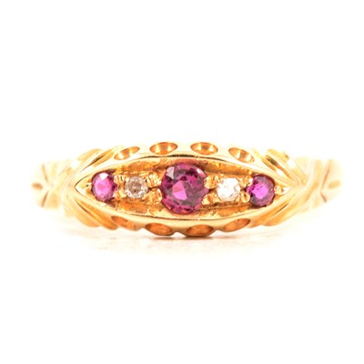 Lot 3 - A Victorian style ruby and diamond ring.