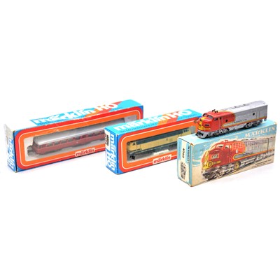 Lot 437 - Three Marklin HO gauge diesel locomotive, boxed