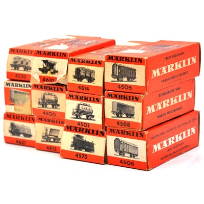 Lot 414 - Twelve Marklin HO gauge freight cars, boxed