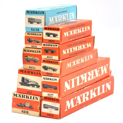 Lot 418 - Ten Marklin HO gauge freight cars, boxed