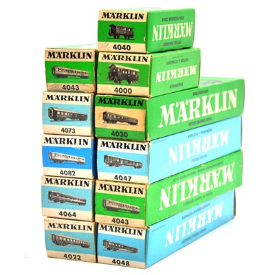 Lot 415 - Eleven Marklin HO gauge passenger coaches, boxed