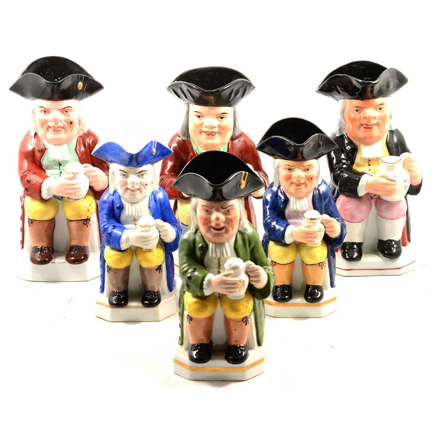 Lot 44 - Six assorted late 19th/ early 20th century Toby jugs