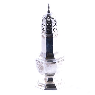 Lot 224 - Silver baluster-shape caster, Martin Hall & Co., Sheffield 1902