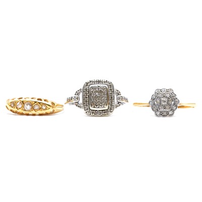 Lot 91 - Three diamond rings.