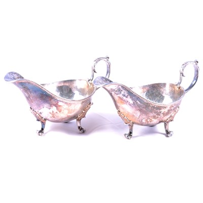 Lot 212a - Pair of Victorian silver sauceboats, James...