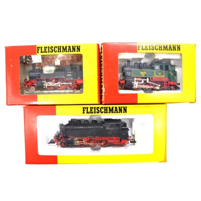 Lot 428 - Three Fleischmann HO gauge tank locomotives, boxed