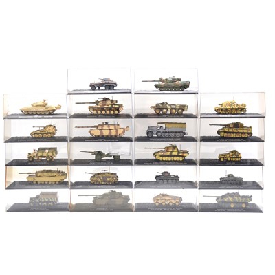 Lot 101 - Twenty-two DeAgostini 1/72 scale model tanks and military vehicles