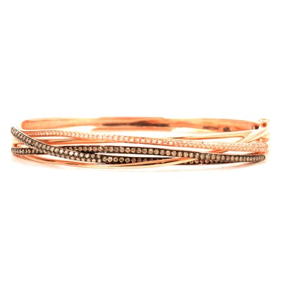 Lot 212 - Effy - a 14k rose gold diamond set bangle.