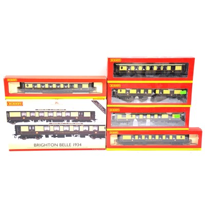 Lot 336 - Six Hornby OO gauge coaches, including powered coach pack, boxed