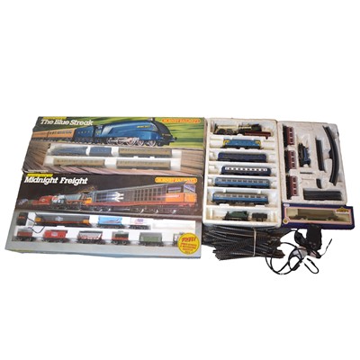 Lot 370 - Two Hornby OO gauge sets, three locomotives, freight car, etc.