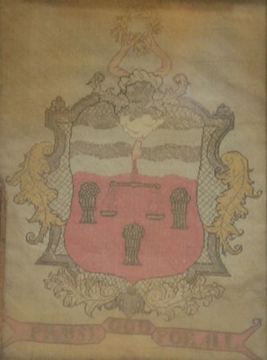 Lot 45 - Sampler and a needlework coat of arms.