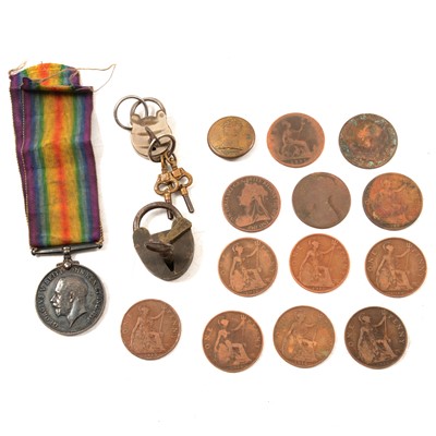Lot 191 - British War Medal 1914-1918, button, tokens, coins, etc.