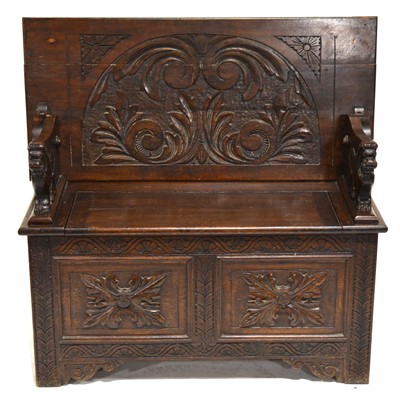 Lot 511 - Victorian carved oak monk's bench
