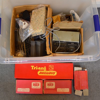 Lot 375A - A box of OO gauge model railway track, electronics and accessories