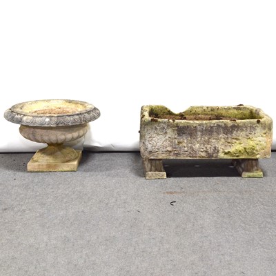 Lot 375 - Haddonstone campana urn, and an old stone sink.