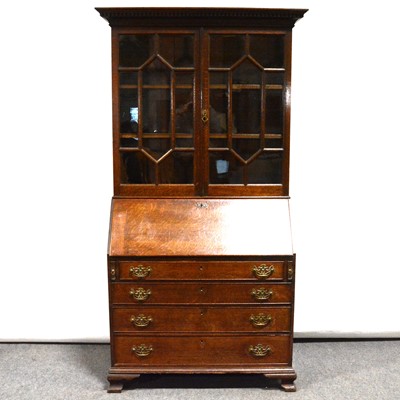 Lot 342 - Georgian oak bureau bookcase