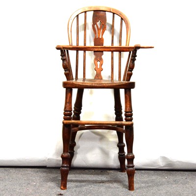 Lot 386 - Elm and ash child's Windsor high-chair